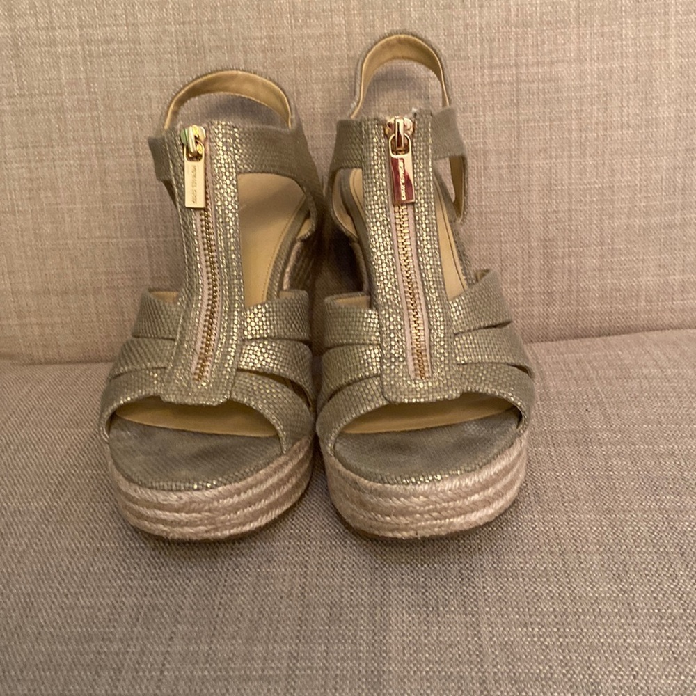 Bronze wedge sandals